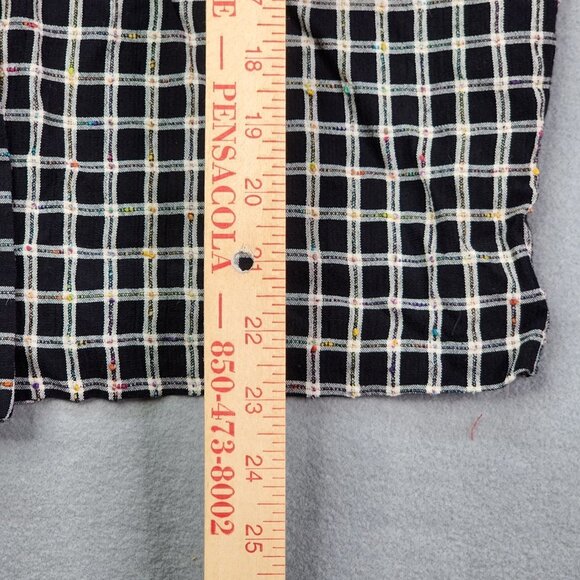 Vintage Addiction Button Up Blouse Women's Large Black Plaid Long Sleeve Top - Picture 8 of 11